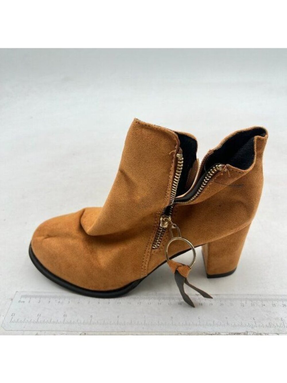 Classic Women Round Toe Mid Chunky Heel Ankle Boots Faux Suede Short Booties